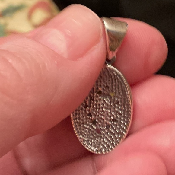 Sterling Silver 925 Pink Blue Mother Of Pearl Oval Pendant - Picture 3 of 9